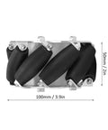 Four 100mm Mecanum Wheels Set For Robot Car Built Tough Steel With Omni-Directional Movement, High-Quality Rubber Rollers