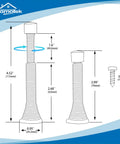 Telescoping Spring Door Stoppers Two Pack Wall Mount Flexible Bumpers Oil Rubbed Bronze with measurements and details.