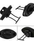 Drip Free Drain Plug Kit For Boats And Watercraft With Fine Threads And Retention System To Stop Water Infiltration Ideal For Transoms Canoes Kayaks Dinghies And Ice Chests, showing black oval shape with retention clip