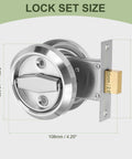 Round Recessed Door Pull Handle In Stainless Steel Concealed Brushed Finish With Double Ring Design Hidden Cabinet Knob