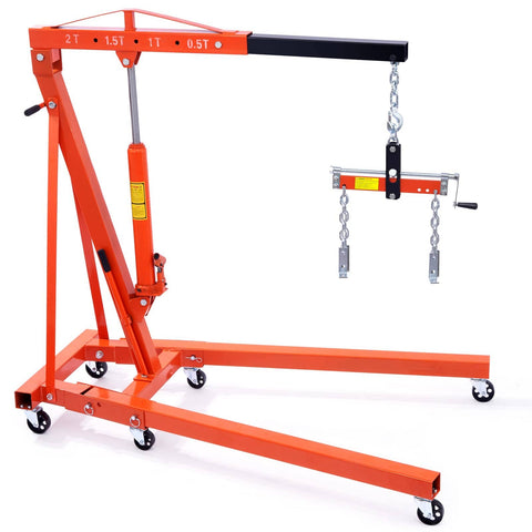 2 Ton Hydraulic Engine Hoist With Lever And Leveler Heavy Duty Cherry Picker Shop Crane Foldable Engine Crane For Auto Repair Motors Weights And Loading Lifts