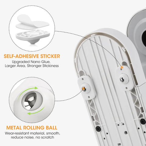 Close-up of Eight Pack Small Appliance Rollers With Self Adhesive Casters showing nano glue and metal roller ball features.