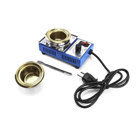 Pro Grade Electric Solder Pot 150W 110V With 50mm Titanium Solder Bath Plate, 500g Capacity, Adjustable 200 To 450 C, Includes Extra 50mm Pot And Solder Paste Scraper For Welding And Soldering Bath For Diyers