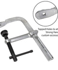 Sliding Arm Clamp Kit 20.5 Inch Heavy Duty With 2,400 Lbs Clamping Force showing tapped holes for accessory attachment.