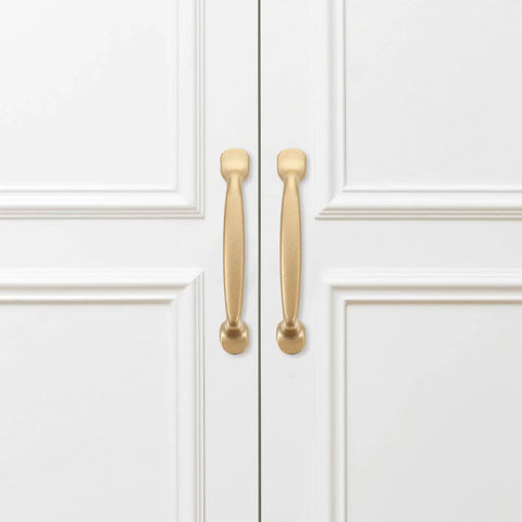 Six Pack Decorative Brass Cabinet Pull Handles Set For Kitchen Drawers And Cupboards, Metal Door Handles With 96mm Center