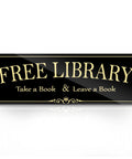 Acrylic 9x3 Inch Free Library Sign Self Stick Door Wall Signage For DIY Projects And Community Book Sharing In Neighborhoods, Schools, And Centers With Royal Black Finish