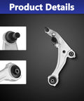 Front control arm suspension kit, 10 pcs, silver arms with black bushings for Nissan Altima 2007–2012/2013