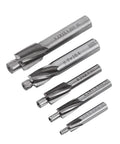 Powlab 5-piece HSS-AL counterbore end mill set with straight shanks, 4-flute, M3–M8