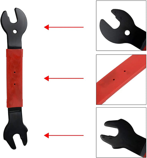 Double Sided Bicycle Pedal Wrench Set 15mm 16mm 17mm For Quick Pedal Removal Pro Grade Bike Wrench For Home Mechanics Comfortable Grip Durable Steel Tool For Easy Cycling Maintenance