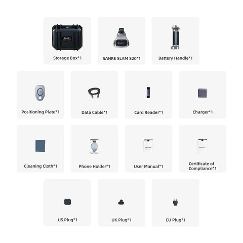 Handheld LiDAR Scanner Pro Grade For 3D Mapping And Architecture Scanning With 1 Inch Sensor And 70 Meter Range accessories kit.