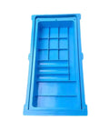 Top view of blue Double Storage Sewing Machine Table Drawer Organizer with Sliding Compartments for Case and Bobbin Gauge, Durable PP Material.
