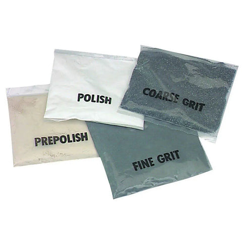 Four packs of abrasive media for Pro Grade Heavy Duty Dual Drum Rotary Tumbler Polisher Kit With 6Lb Capacity And Polishing Abrasives