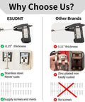 Comparison of Heavy Duty 304 Stainless Steel RV Door Holder Latch and other brand, showing thickness, materials, and included screws.