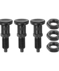 3 Piece Push Fit Ball Nose Spring Plunger Set M10 X 1 Thread Carbon Steel Black Oxide Heavy Duty Locking Pins with nuts.