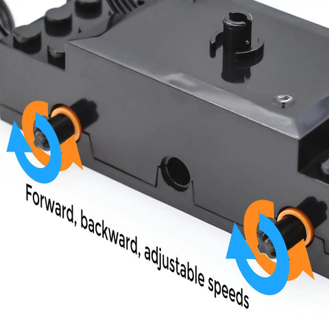36 Pcs Power Functions Motor Set for STEM Building Blocks showing black motor with arrows indicating forward and backward speeds.