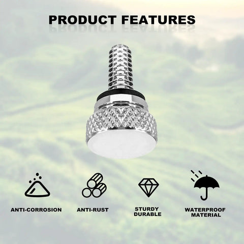 Tough As Nails Silver Aluminum Motorcycle Seat Screws For Harley Davidson Bikes showing rugged screw with knurled grip design.