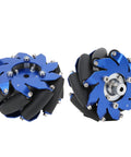 MUNEFE right mecanum wheel, blue aluminum frame with TPU rubber rollers, 4-inch pair