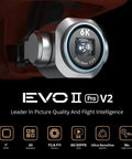 EVO II V2 Pro 6K Rugged Drone Bundle camera close-up showcasing advanced lens, 6K resolution, and flight intelligence features.