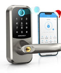 Smart Door Lock With Fingerprint And Keypad, Bluetooth App Control, IC Cards, Code Access, Adjustable Handle, Digital Deadbolt