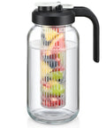 Fruit Infuser Glass Water Pitcher With Wide Mouth 2 Quart Leakproof No Spill Mason Style Jar Filter Lid