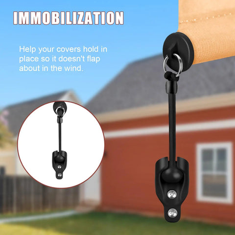 Replacement Roller Shade Bungee Kit With End Cap Tie Downs For Outdoor Roller Shades securing shade to wall