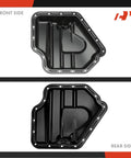 Front and rear view of Lower 3.6L Engine Oil Pan Sump With Plug-In Gasket And Bolts For Dodge Grand Caravan Journey V6.