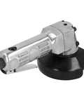 Tough As Nails 4 Inch Pneumatic Air Angle Grinder Cranking Out 11000 Rpm with black disc for metal cutting and polishing.