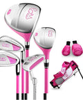Kid Friendly Junior Golf Club Set for Kids Age 3 to 5 Right Hand Pink With Five Clubs Stand Bag and Two Headcovers
