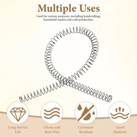 Durable Carbon Steel Compression Spring With 0.8mm Wire, 10mm Outer Diameter, And 300mm Length Perfect For Small DIY Repairs, Pen Fixes, And Home Shop Assortment Kits That Get Stuff Done Right Now, coiled spring illustration