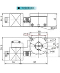 Technical drawing of Top Notch High Precision Motorized Rotary Stage 60mm Electric Rotary Table with measurements and details.