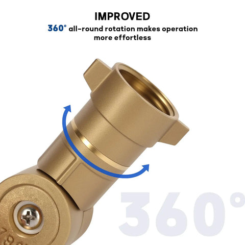 Brass Swivel Hose Connector With 180 Degree And 360 Degree Flex, Heavy Duty Anti Kink Adapter For Faucets, Taps, Sinks, Washing Machines And RVs, Rust Proof, Easy Install, 360° swivel view