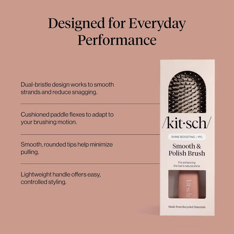 Smooth And Polish Dope Dual Bristle Hair Brush For Detangling And Shine with packaging and product details, terracotta finish.