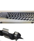 8 Pc Extra Long Auger Drill Bit Set With Rugged 24 Inch Wood Boring Bits And Sturdy Timber Case, visible with deep spiral design.