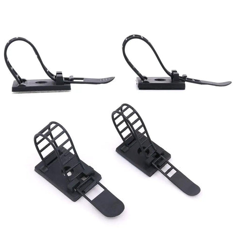 Adjustable Nylon Cable Ties Set With Self Adhesive Pads, 50 Pack In Two Sizes For Easy Wire Management, Zipper Design Cord Clamps For Quick Add Or Remove Cables, Reusable And Durable Black