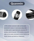 Close-up of M12 12 Pin A Code Connector Cable Male To Female IP67 Waterproof Industrial Extension Wire for Sensors and Actuators