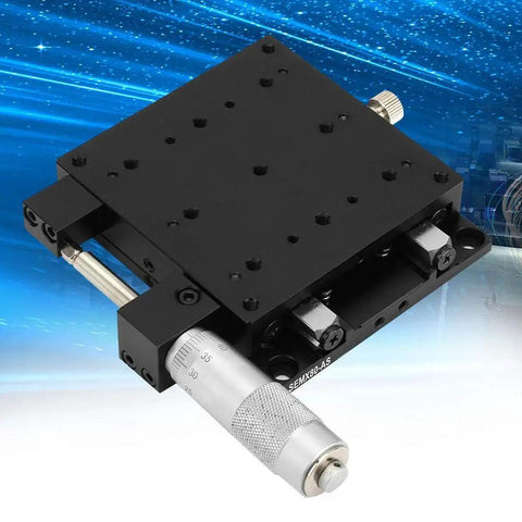 Kickass X Axis Linear Stage 80x80 mm with micrometer manual translation, aluminum alloy black anodized, CNC milling sliding table