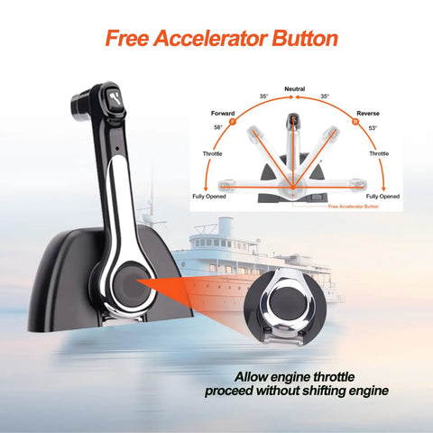 Beefed Up Outboard Engine Remote Control Box for marine binnacle top console mount with push to open throttle, fast idle mode.
