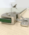 Close-up of No Drilling Heavy Duty Clamp Alloy Hinge for Glass Cabinet Doors and Wine Cabinets, Rustproof Aluminum Alloy