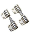 Four chrome zinc-alloy detachable damping hinge components with mounting flanges and pins