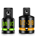 Two-Piece Impact Socket Adapter And Reducer Set 1/2 F To 3/8 M And 3/8 F To 1/2 M For Impact Wrenches With CR-MO Steel And Paint-Filled Markings