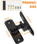 90 To 180 Degree Barn Door Lock Set Black 2 Pieces Small Flip Gate Latches Hardware with screws and spacers shown.