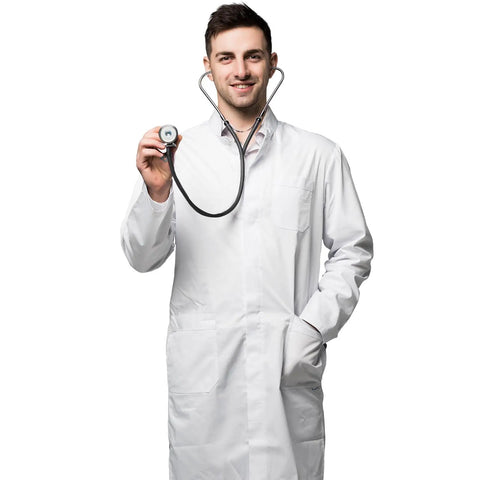 Doctor Lab Coat Costume Set With Dual Head Stethoscope For Halloween Cosplay White Scientist Coat For Adults Unisex Small Size Easy Fit