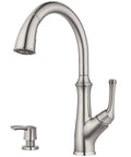 Tamera Kitchen Faucet With Pull Down Sprayer And Soap Dispenser No Fuss Quick Install Single Handle High Arc Spout Stainless Steel Finish