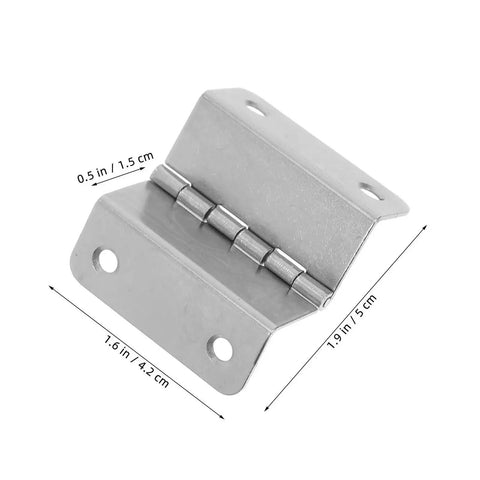 Stainless Steel Self Closing Reversible Door Hinge Set 4 Pcs Adjustable Folding Butt Hinges for cabinets and dressers, shown open with dimensions
