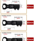Three sizes of 31.8mm Adjustable 60mm Mountain Bike Stem Beef Up Your Ride With 0 To 90 Degree Riser, Lightweight Aluminum CNC Forged