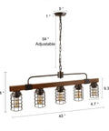Industrial Linear Kitchen Island Light With Five Lights Dope Farmhouse Chandelier With Rustic Metal Mesh Cage Pendant Lighting