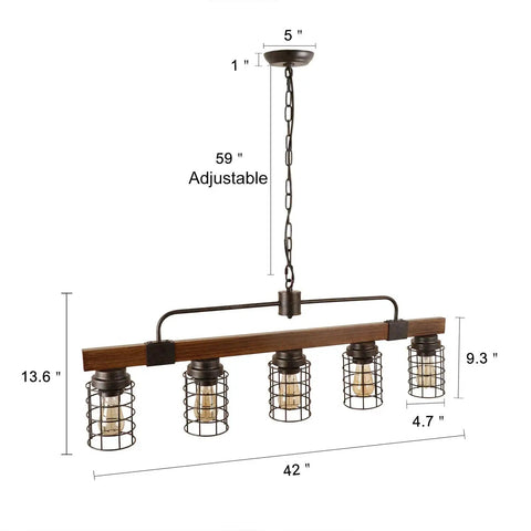 Industrial Linear Kitchen Island Light With Five Lights Dope Farmhouse Chandelier With Rustic Metal Mesh Cage Pendant Lighting