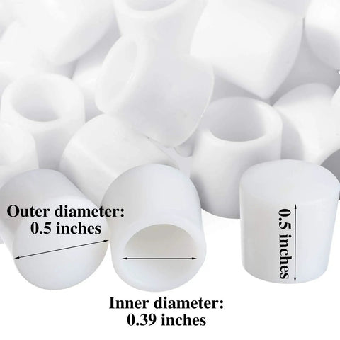 Door Stop Bumper Tips 0.39 Inch Rubber Stopper Caps For Door And Wall Protection White 20 Pieces detail with dimensions