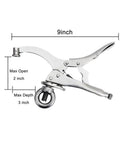 Beefy 9 Inch Drill Press Clamps Set Of 2 Locking Fixture for Drill Press, 2 inch opening, ergonomic handle, durable 1045 steel, titanium coating