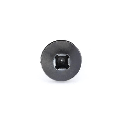 Rock Solid Go To 50 Pack 10 32 Thread Server Rack Screws With Dead Easy Zinc Slide On Cage Nuts For 19 Inch Server Racks And Chassis Enclosures showing a black oxide bolt top view.